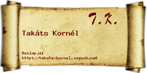 Takáts Kornél névjegykártya